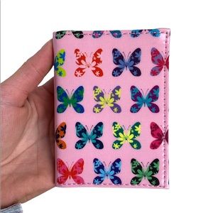 Patent leather butterfly print card holder